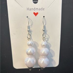 Handmade White Pearl Drop Earrings